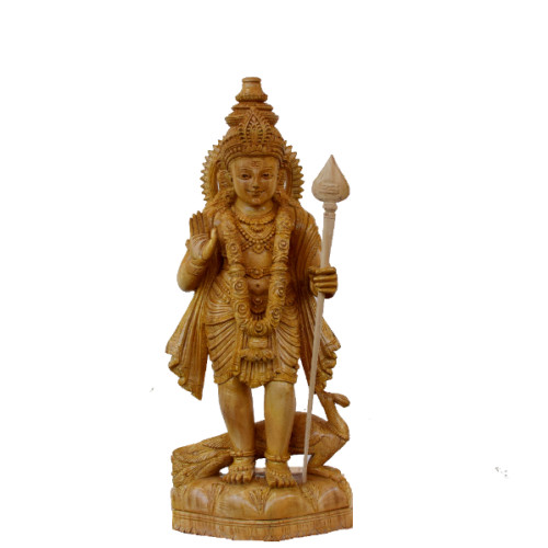White wood Murugan 18 inch Height X 9 inch width X 6 inch depth 