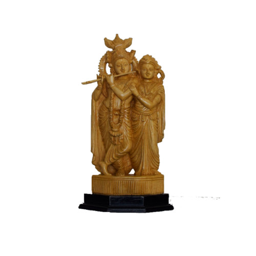 White wood Radha Krishna 14 inch height X 7 inch Width X 2.5 inch depth 