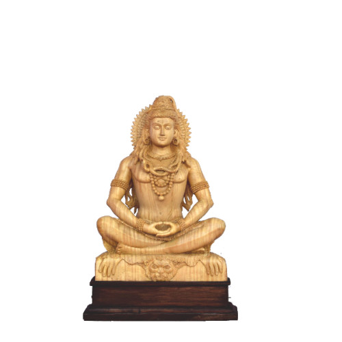 White wood Shiva 24 inch sitting in Dhyana mudra style 