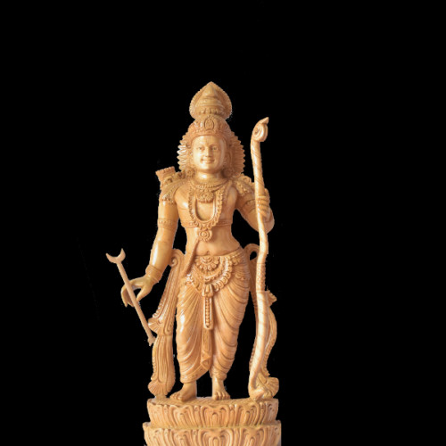 WHITE WOOD SREE RAM 21 INCH (H) X 8 INCH (W) X 5 INCH (D) ARTIST SHYAM UNIQUE CREATION OF HAND CRAFT 