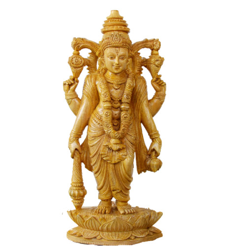 White wood Vishnu 18 inch height X 8 inch width X 5 inch depth 