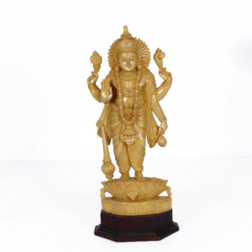White wood Vishnu 18 inch 