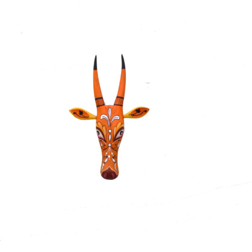 WOOD BULL HEAD PAINTED 17 INCH x 11 INCH 