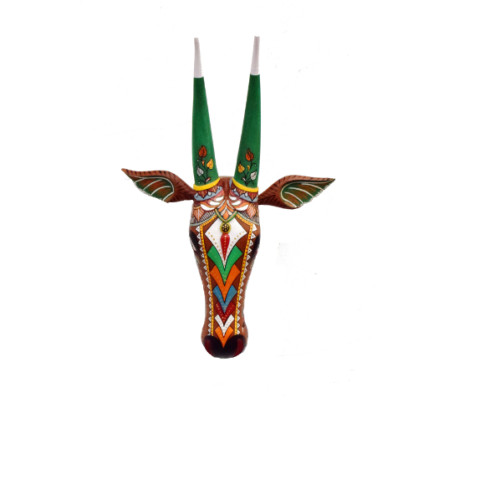 WOODEN BULL HEAD BIG SIZE 29 INCH X 21 INCH PAINTED 