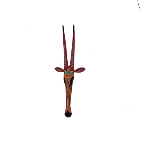 Wooden bull head wall hang with painted  26 inch X 11 inch 
