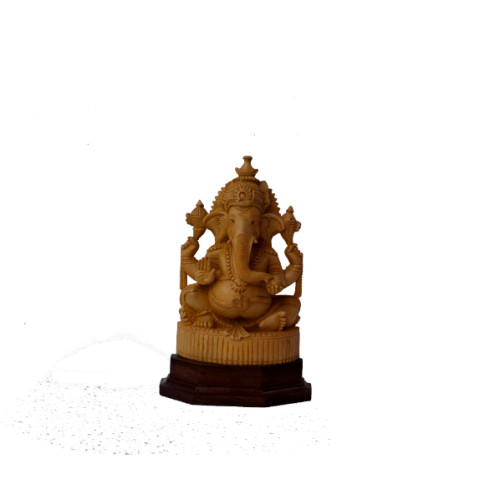 Wooden Ganesh 8 inch best finishing with hand carved