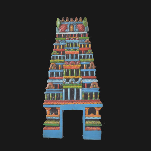 WOODEN TEMPLE 24 INCH (H) X 15 INCH (W) X 2 INCH (D) ENAMEL PAINTED ART WORK OF THAMIL NADU (ARTIST RANJITH)  